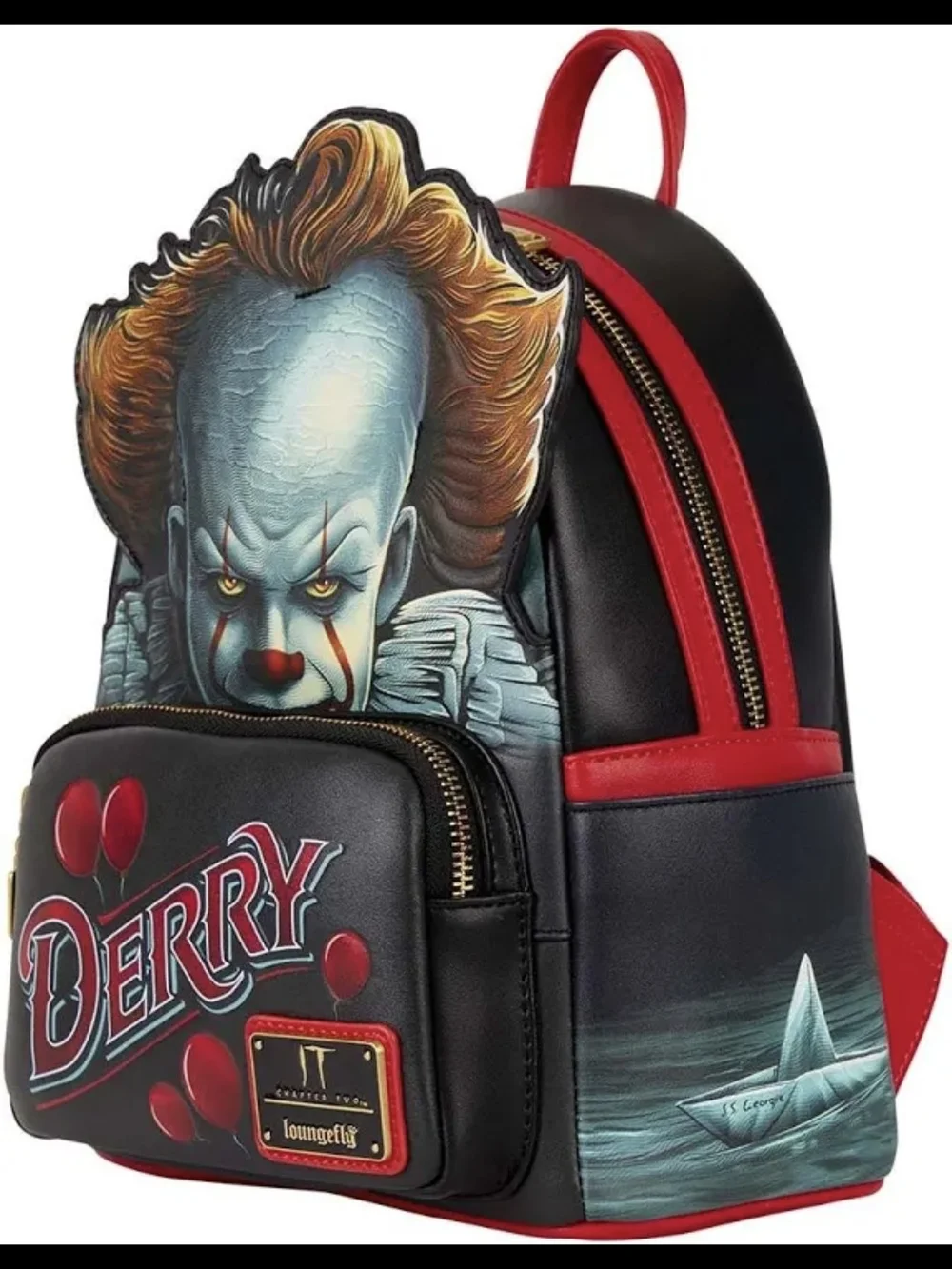 Loungefly Black and Red Pennywise Mini Backpack